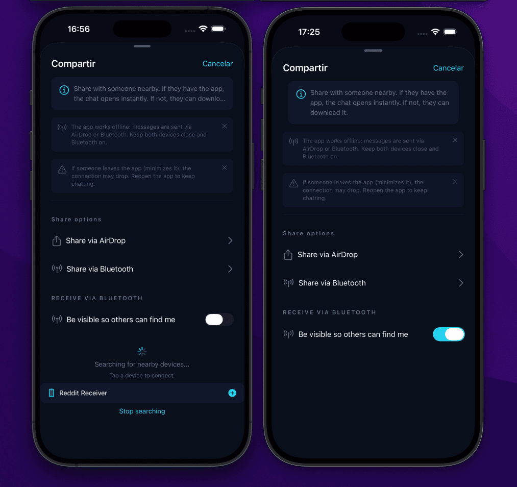 Loothy — compartir chat por AirDrop desde iPhone